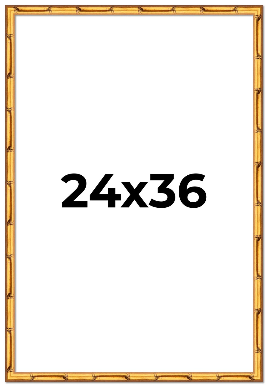 24x36 Thin Bamboo Picture Frame with UV-Resistant Acrylic & Acid Free Backing, Available in 2 Finishes - Gold and Brown